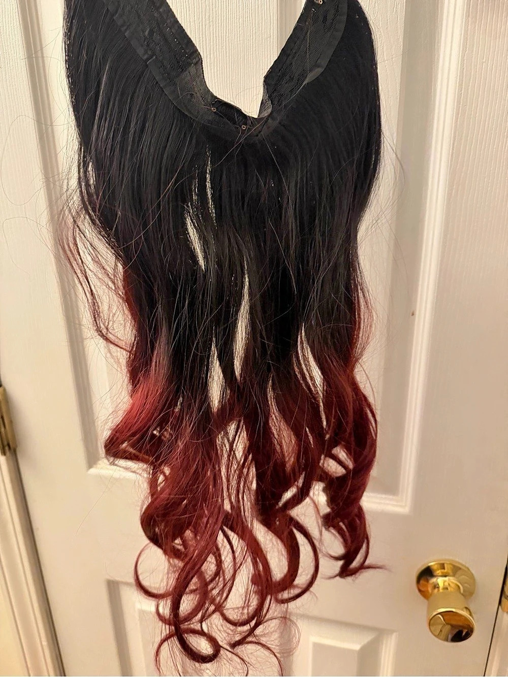 Ombre Curled Hair Extension Black & Red